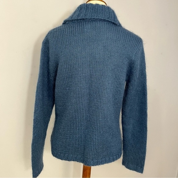 Vintage Talbots Mohair Knit Sweater Women's Blue Double-Breasted Cardigan Cozy - Picture 4 of 9